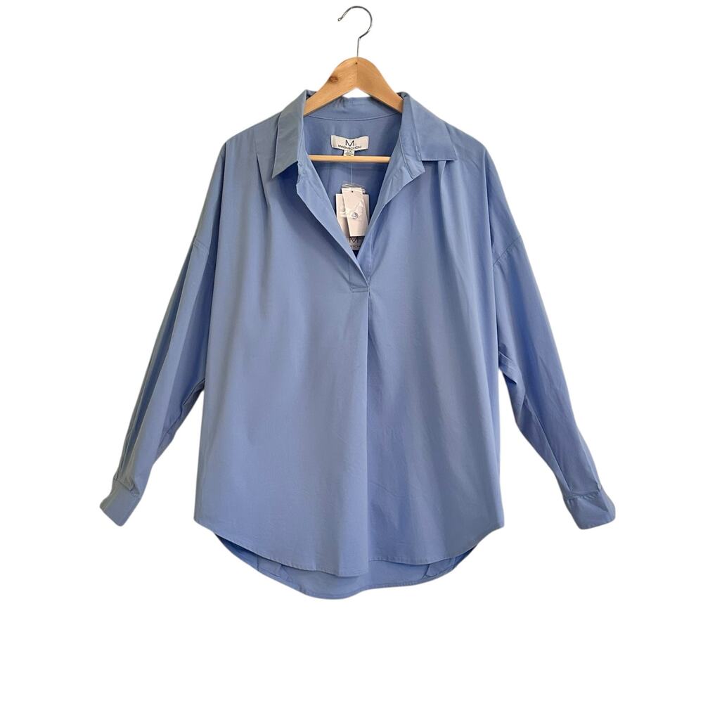 NWT M Magaschoni Popover Tunic Top Shirt Sz Medium French Blue